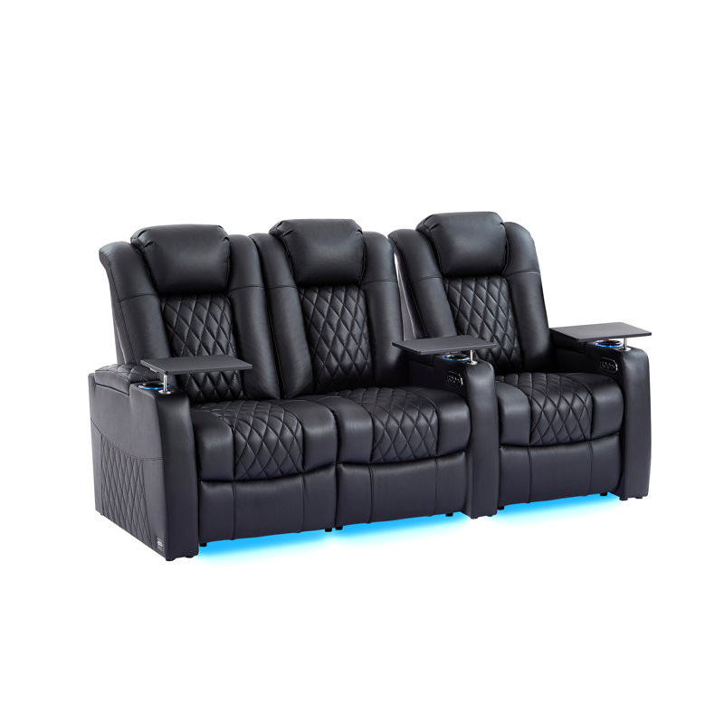 Ivy Bronx Leather Home Theater Seating Dual Power Movie Theater Chairs Theater Recliner Sofa