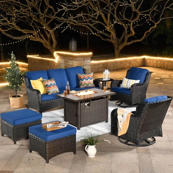 Guillen 5 - Person Outdoor Seating Group with Cushions and Firepit