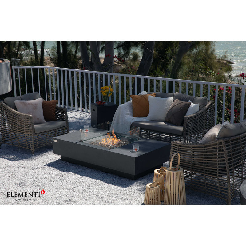 Monte Carlo& Cannes Carlo 60" Rectangle Concrete Fire Table -by Elementi Plus