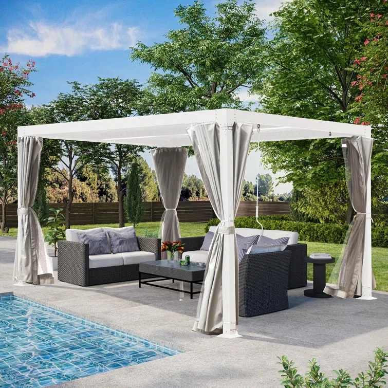 88" H x 140" W x 113" D Aluminum Pergola with Canopy