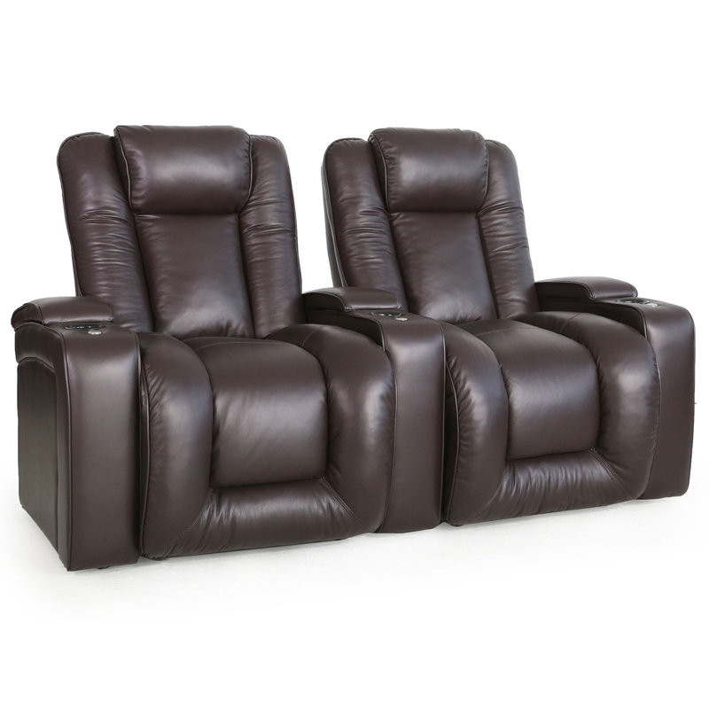 Upholstered Home Theater Seating with Cup Holder