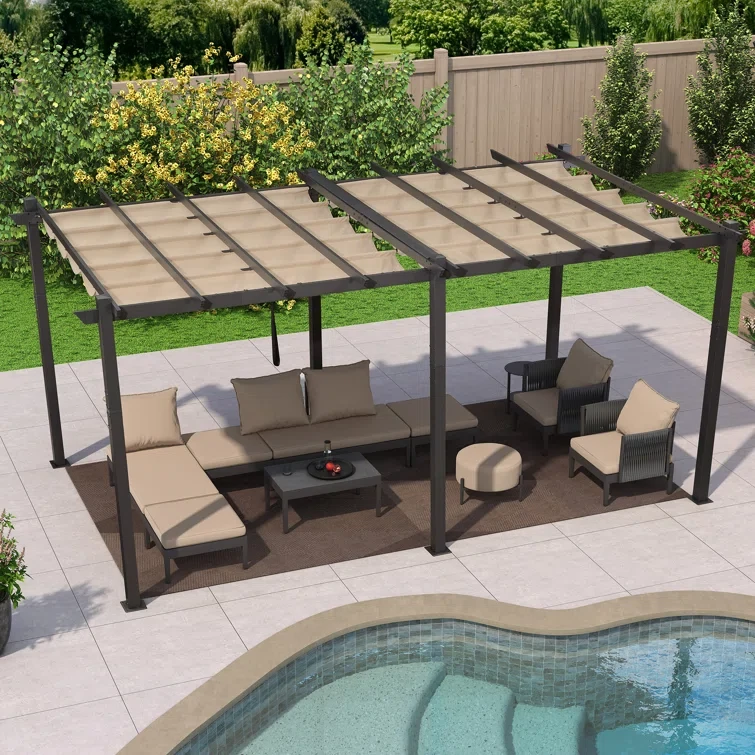 18 ft. W X 10 ft. D Aluminum Pergola with Canopy