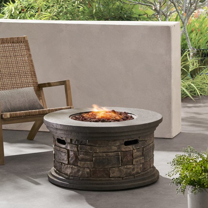 Durgesh 17" H x 32.25" W Concrete Propane Outdoor Fire Pit (No Tank Holder)