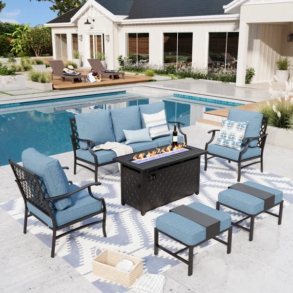 Asfand 7 - Fire Pit Set Seating Group with Cushions