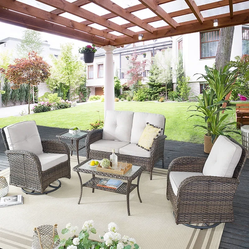 Rattan Wicker Seating Group with Cushions