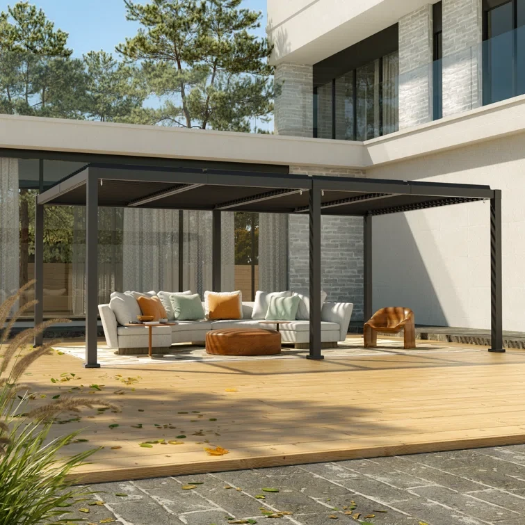 20 Ft. W x 12 Ft. D Aluminum Pergola with Canopy