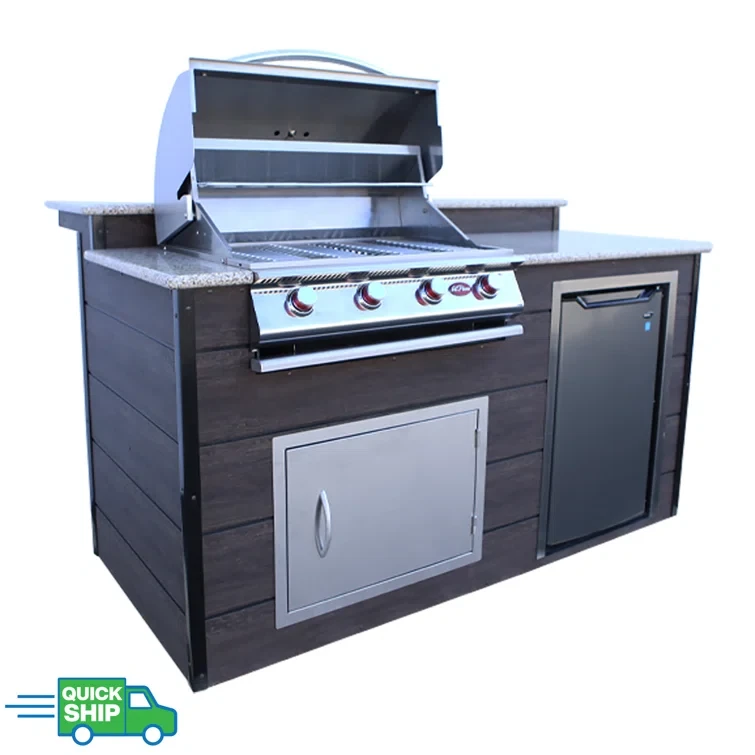 Cal Flame 73.5'' 4 BBQ Grill Island with 4 - Burner Grill