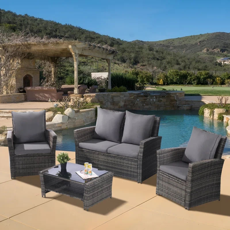 Jarious 4 - Person Outdoor Seating Group with Cushions