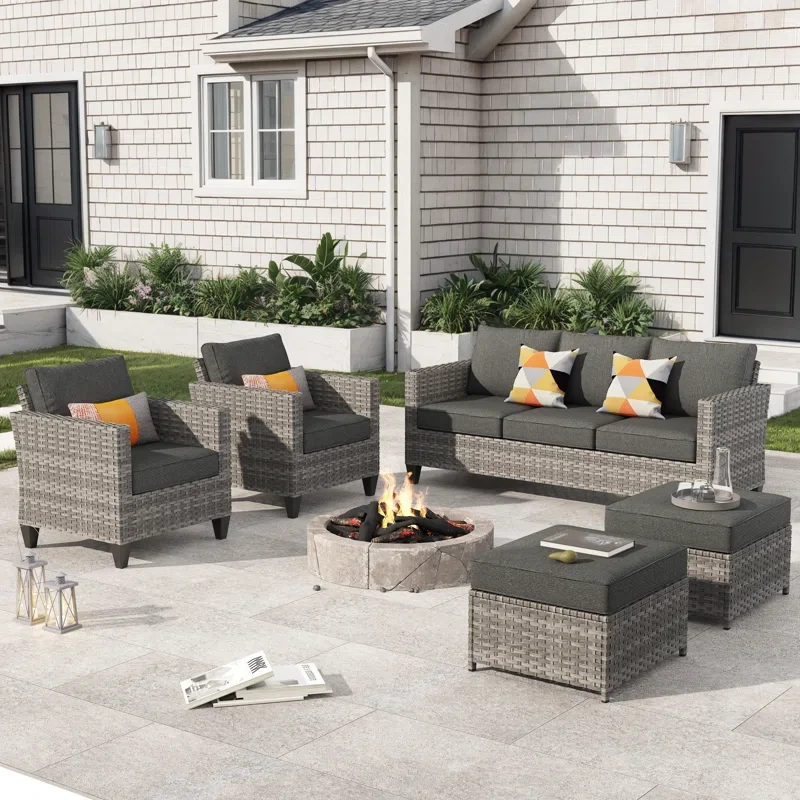 Dzion 5 - Person Outdoor Seating Group with Cushions