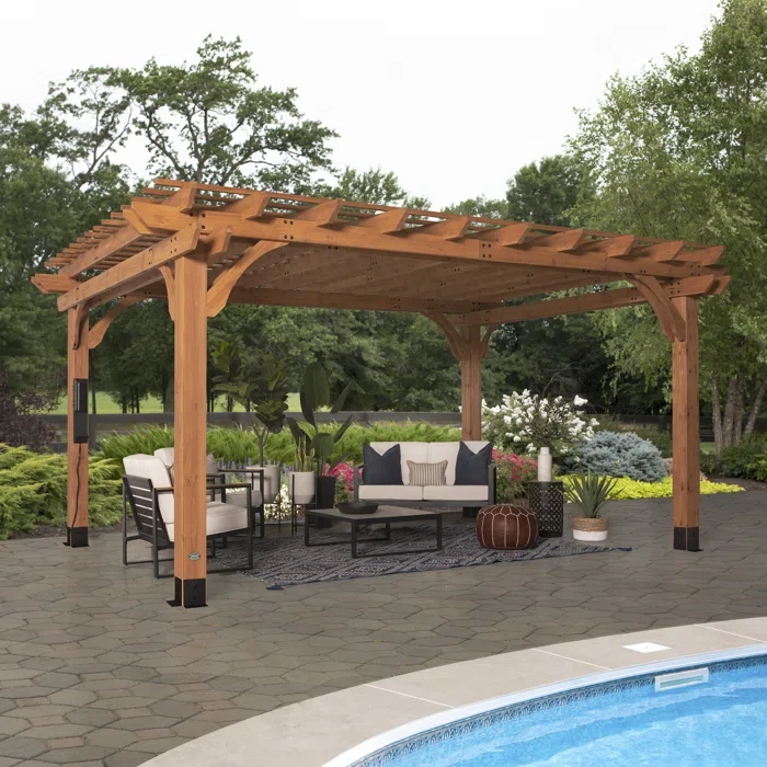 16 ft. W x 12 ft. D  Backyard Discovery Beaumont All Cedar Wooden Pergola