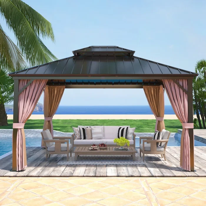 14 Ft. W x 12 Ft. D Steel Patio Gazebo