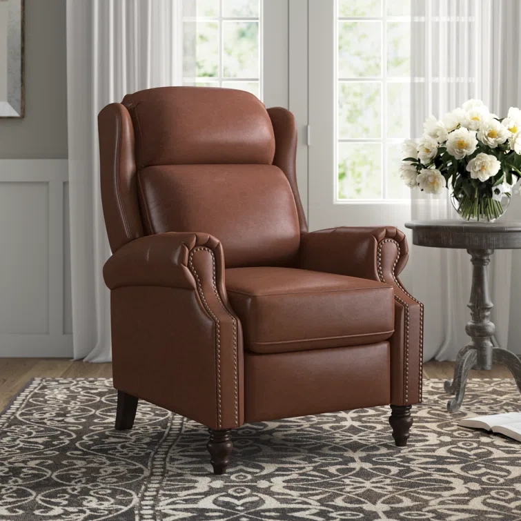 Ambrosane 33" Wide Genuine Leather Manual Standard Recliner