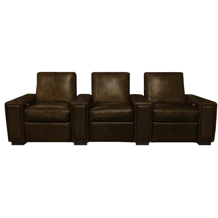 Montana Leather Home Theater Seat with Cup Holder