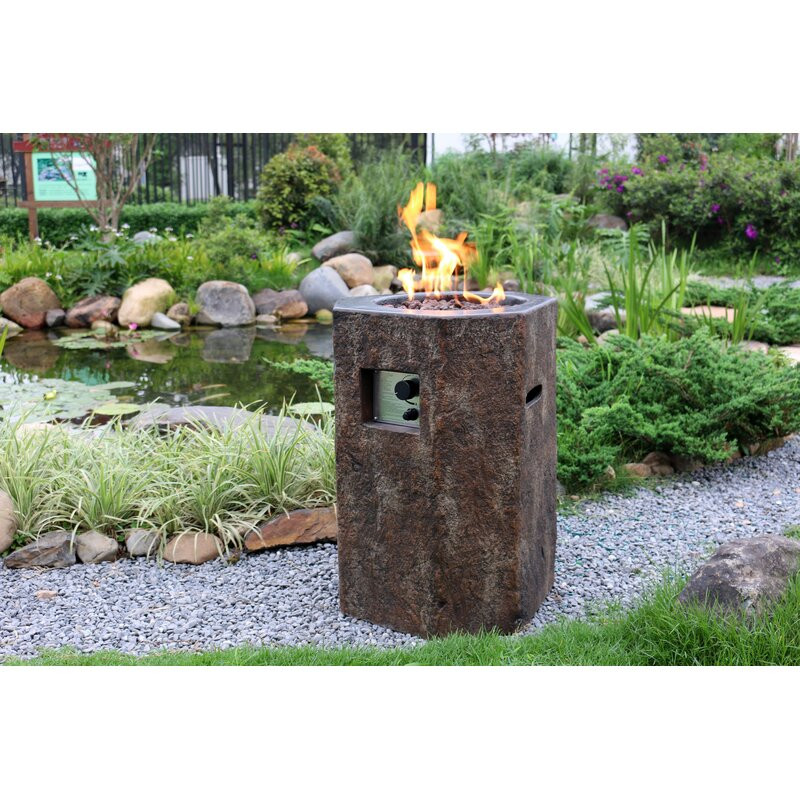 Basalt 20" Concrete Propane Fire Column-by Modeno