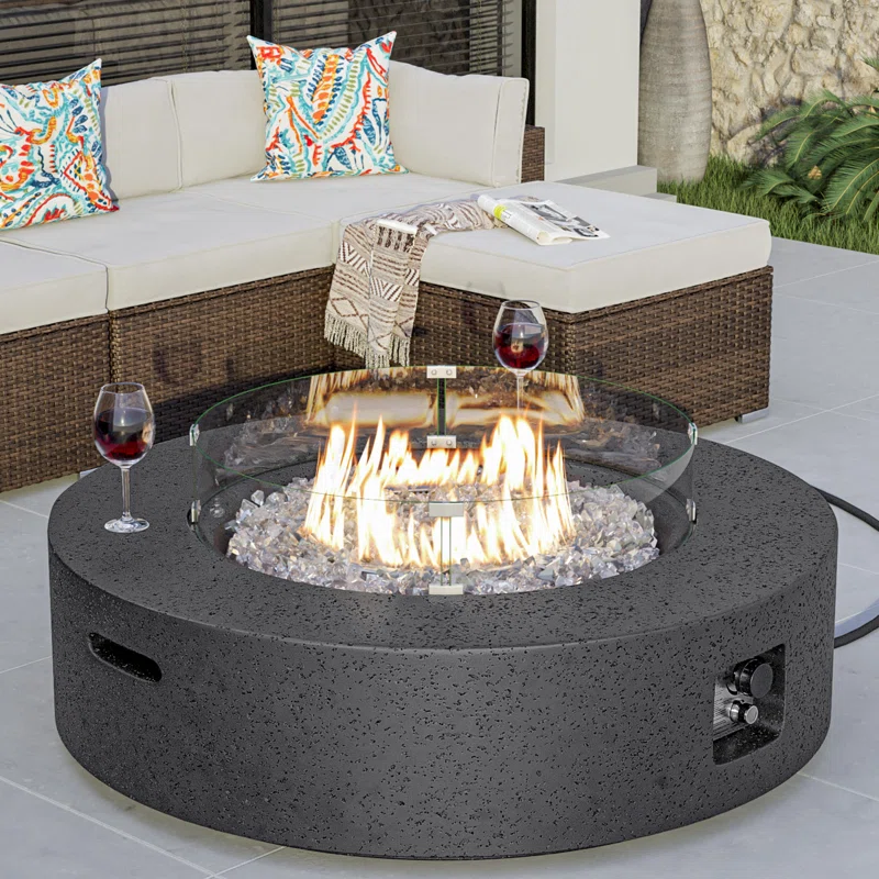 Outdoor Concrete Propane Fire Pit Table