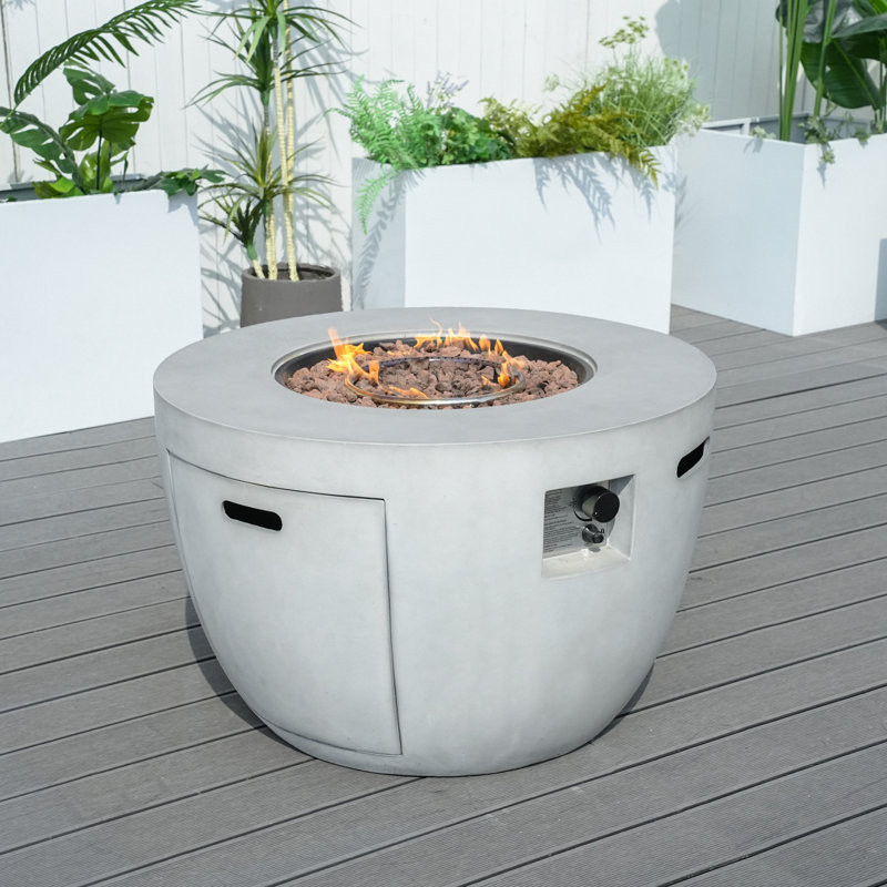 Allandra 23.8'' H x 36'' W Magnesium Oxide Propane Outdoor Fire Pit Table with Lid