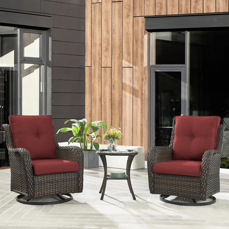 Carolina Ourdoor Wicker Swivel Rocker Seating Group with Cushions