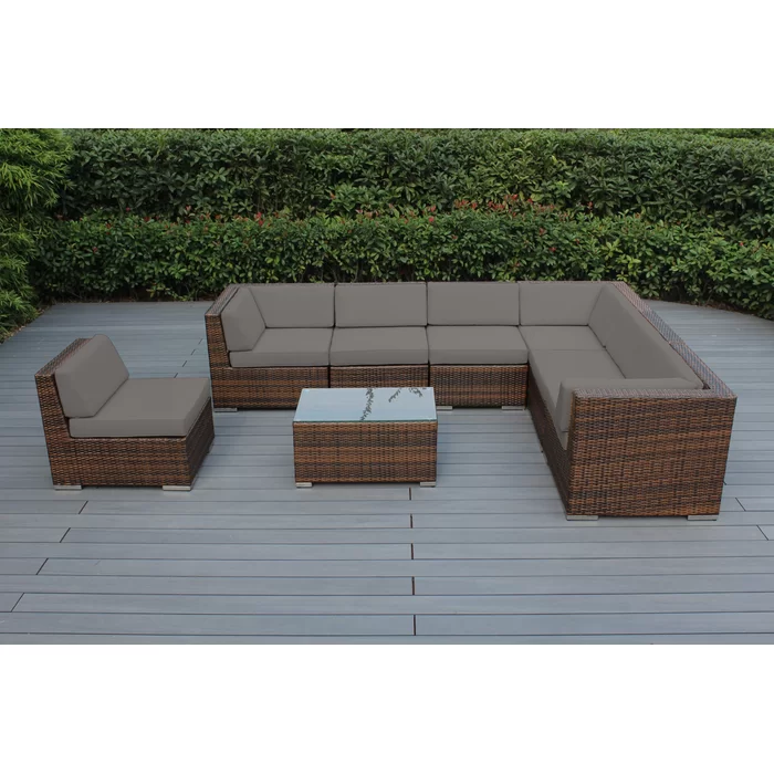 Billyjo Wicker 7 - Person Seating Group with Cushions - No Assembly