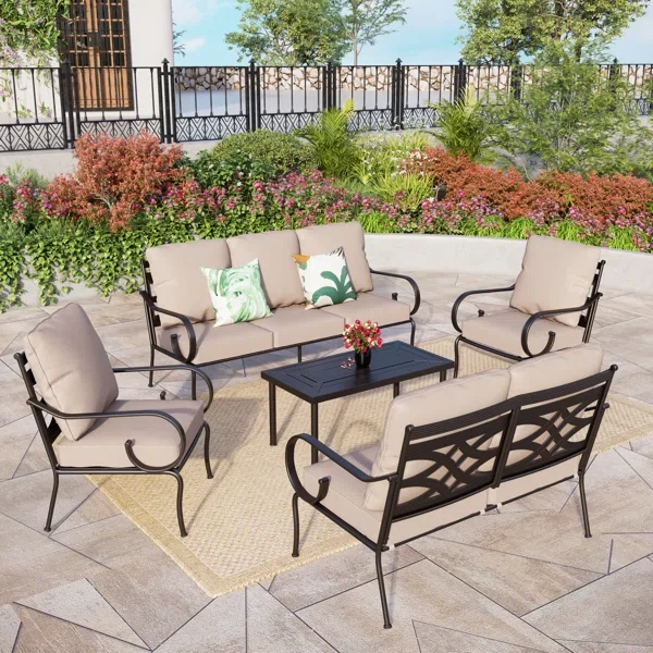 Armisha 7 - Person Metal Patio Conversation Set with Sofa and Loveseat