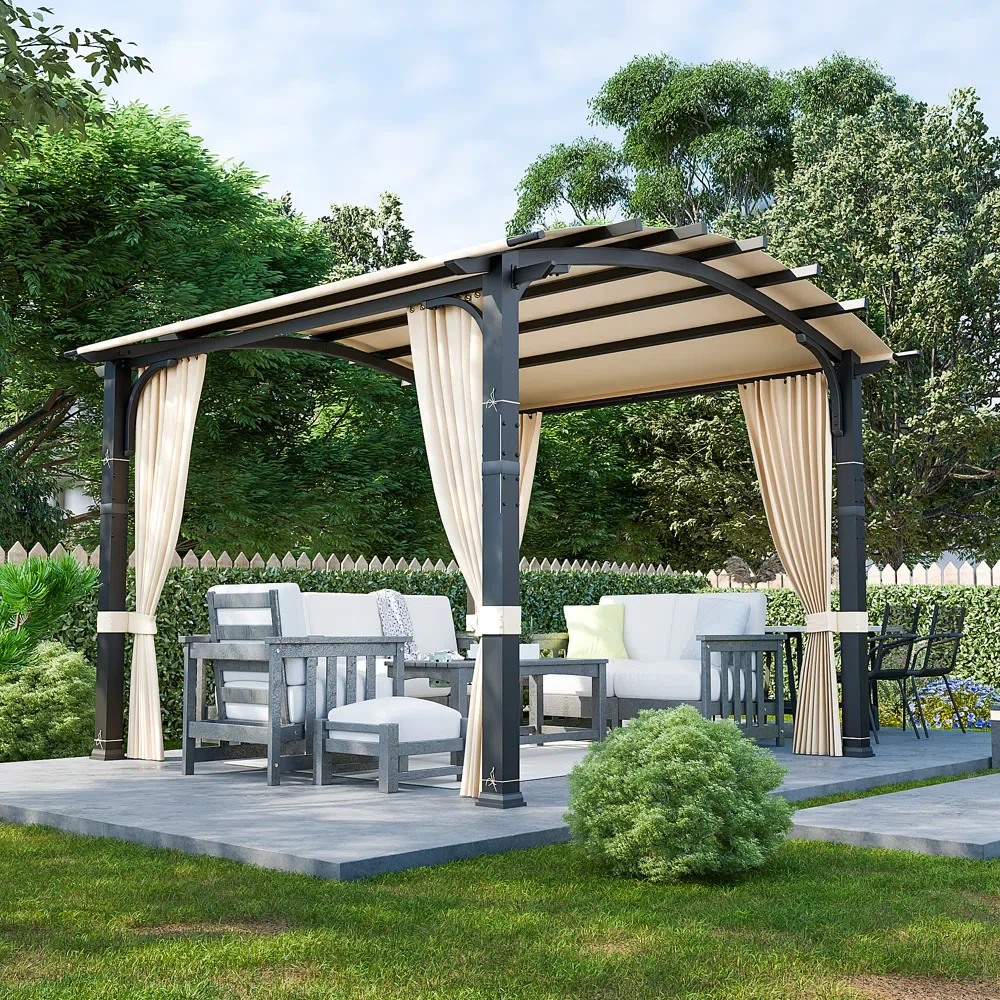 11 Ft. W x 10 Ft. D Metal Pergola with Canopy