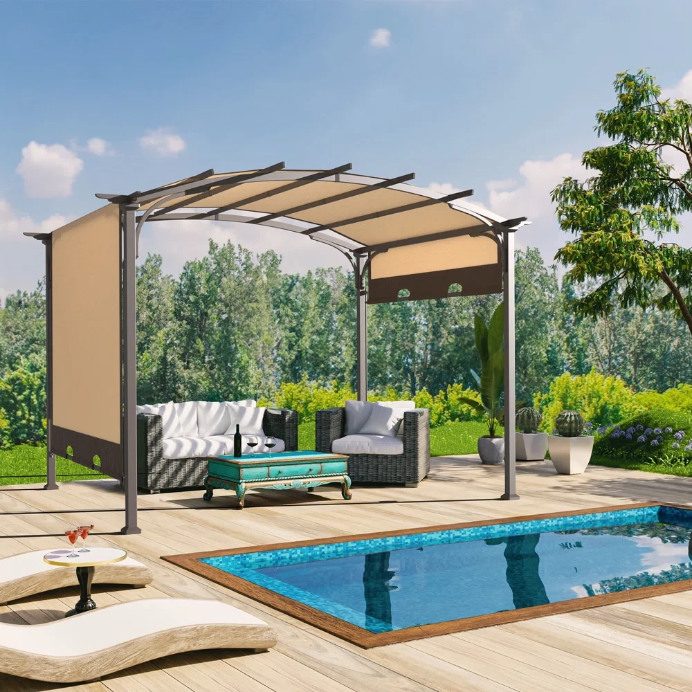 10.5 Ft. W x 8.5 Ft. D Metal Pergola with Canopy