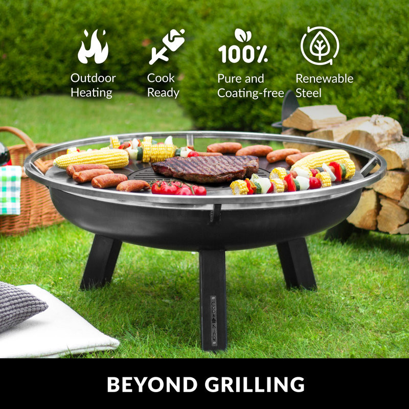 Figuaro Steel Wood Burning Outdoor Fire Pit 16" H x 37.4" W x 37.4" D