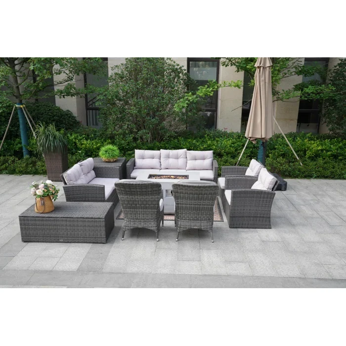 Algird 9 - Person Outdoor Seating Group with Cushions