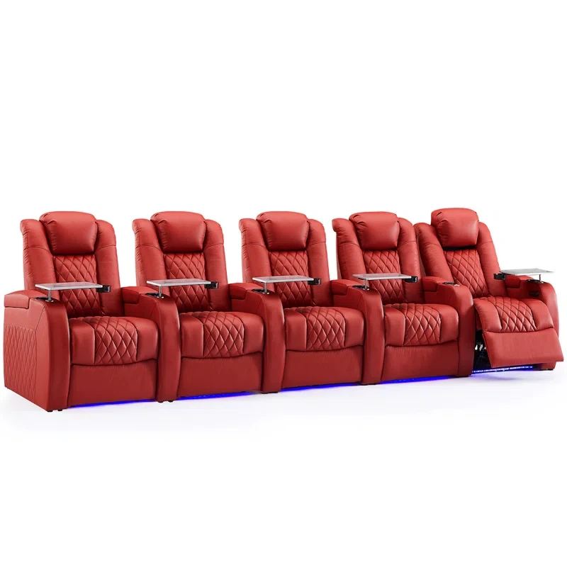 Leather Home Theater Seating with Cup Holder (Set of 5)