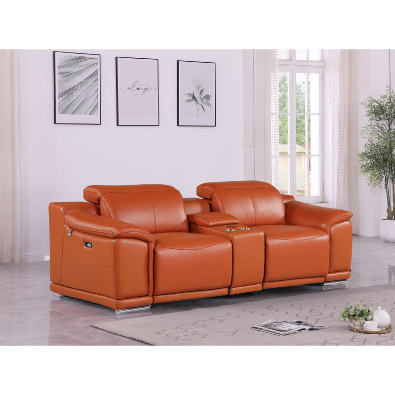 Lily 3 Piece 2 Power Top Grain Italian Leather Home Theater Seating