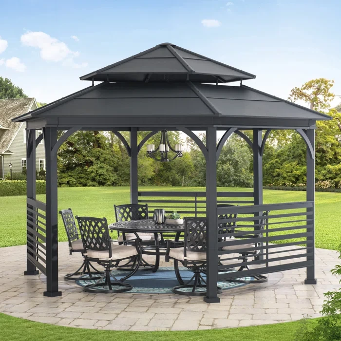 Sunjoy 13 Ft. W x 15 Ft. D Metal Patio Gazebo